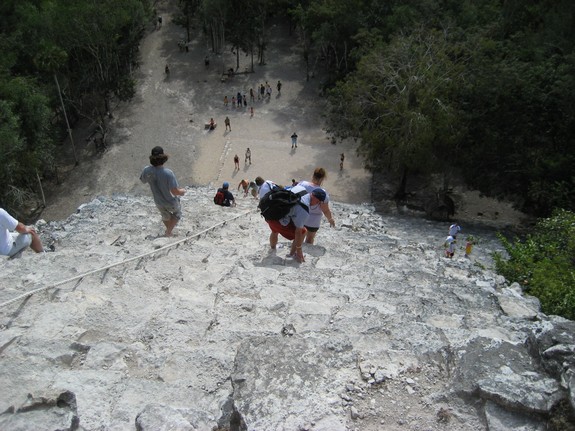 Looking down those ancient steps.